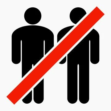 Ban on gathering people. Do not gather in groups.  Stock Illustration