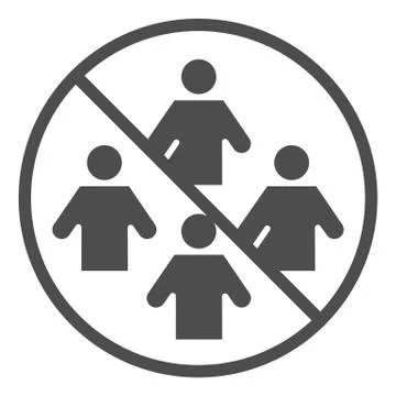 Ban on gathering people solid icon. Social Distancing symbol, glyph style Stock Illustration