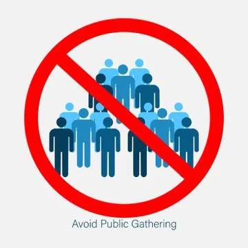 Ban on gathering. Prohibition of assembly for two, three, four, five, six or  Stockillustratie