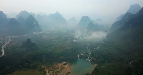 Ban Gioc Waterfall Stock Footage 88155102