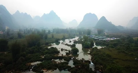 Ban Gioc Waterfall Stock Footage 88162310