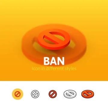 Ban icon in different style Illustrazione stock