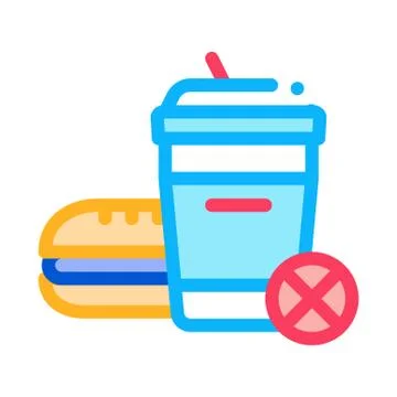 Ban on junk food icon vector outline illustration Illustrazione stock