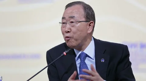 Ban Ki-moon is a eighth Secretary-General of the United Nations Stock Footage 64322972