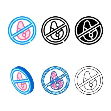 Ban on meat color icon vector multistyle 스톡 일러스트