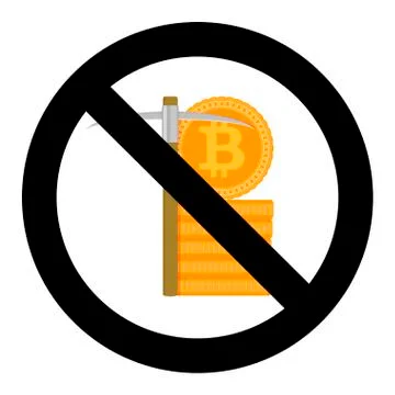 Ban mine bitcoin symbol Stock Illustration