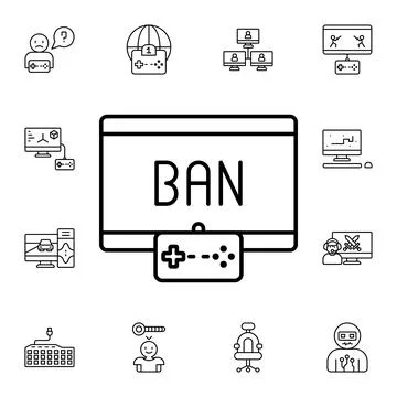 Ban, player, game, game controller flat vector icon in esport pack Illustrazione stock