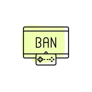 Ban, player, game, game controller with color shadow vector icon in esport se Stock Illustration