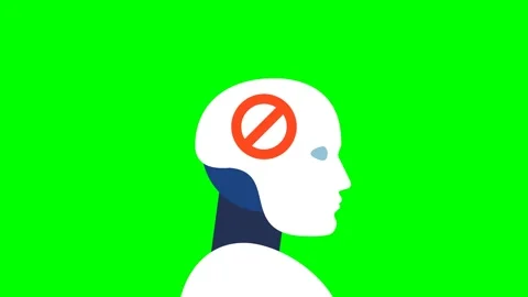 Ban robots, fear of future. Red prohibition sign. Control over ai. Prohibited AI Video stock 321194364
