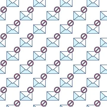 Ban sign on Envelope vector colored seamless pattern イラスト素材