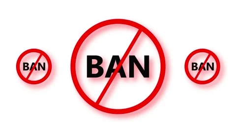 Ban symbol with pop up effect and ban text animation. Stock-Footage 334368686