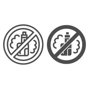 Ban vape line and solid icon, Smoking concept, No Smoking electronic cigarettes Stock Illustration