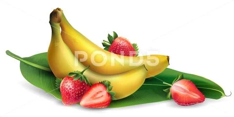 Banana and strawberry Stock Illustration