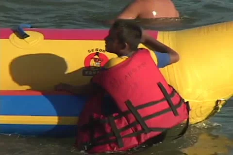 Banana boat riders Stock Footage
