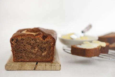 Banana bread loaf Stock Photos