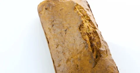 Banana cake on white background Stock Footage 102359356