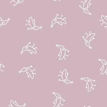 Banana character line seamless pattern Stock Illustration