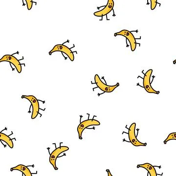 Banana character vector seamless pattern Stockillustratie