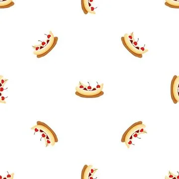 Banana cherry cake pattern seamless vector Stock Illustration
