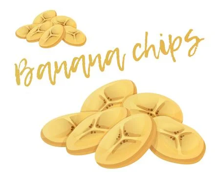 Banana chips vector icon isolated on white background. Round fruit slice cartoon Stock Illustration