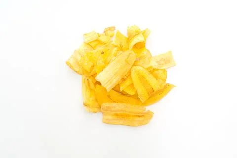 Banana Chips on white background Stock Photos