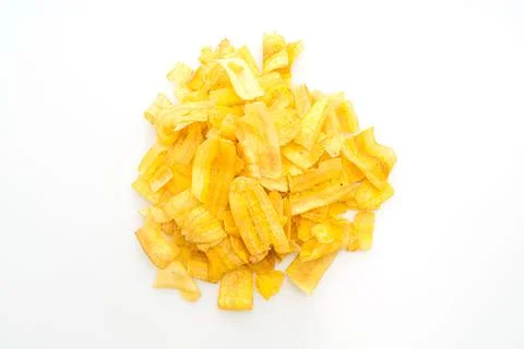 Banana Chips on white background Stock Photos