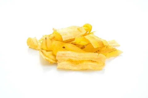 Banana Chips on white background Stock Photos