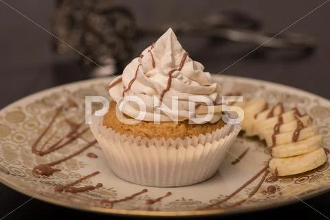 Banana choclate cupcake (vegan) Stock Photos