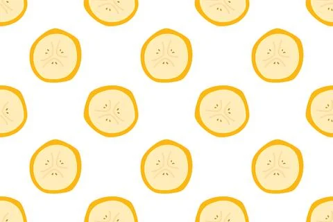 Banana chunk repeat texture, fresh summer fruit vector background Stock Illustration