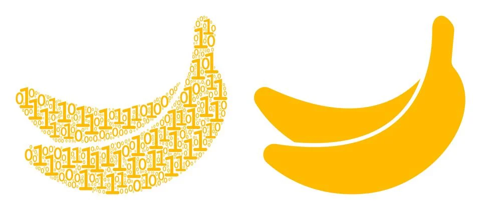 Banana Collage of Binary Digits Illustrazione stock