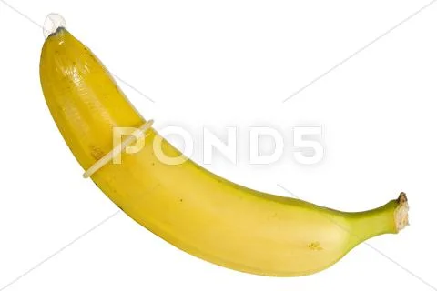 Banana in a condom Stock Photos