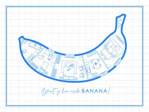 Banana construction drawing Illustrazione stock