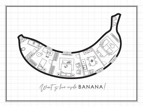 Banana construction drawing white Illustrazione stock