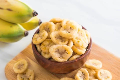 Banana crispy chips Stock Photos
