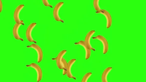 Banana Dropping Animation on Green Screen Background HD Stock Footage 340503153
