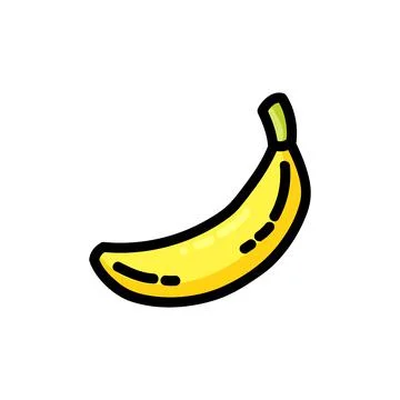 Banana flat outlined icon. Vector fruit logo isolated on white background. Ve Stock Illustration