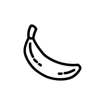 Banana flat outlined icon. Vector fruit logo isolated on white background. Ve Stock Illustration