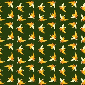 Banana flat seamless pattern on green background. イラスト素材