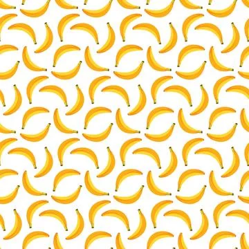 Banana flat seamless pattern on white background. Stock Illustration