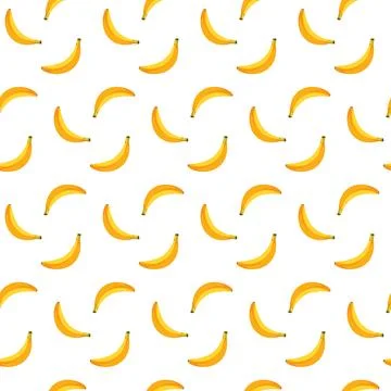 Banana flat seamless pattern on white background. Stock Illustration