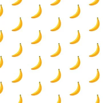 Banana flat seamless pattern on white background. Stock Illustration