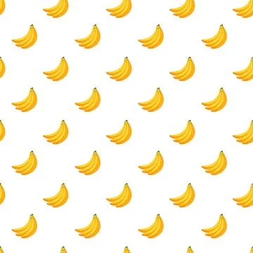 Banana flat seamless pattern on white background. Stock Illustration