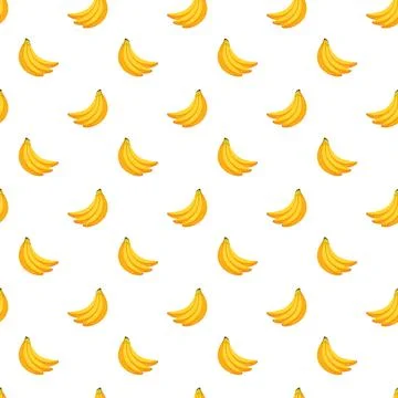 Banana flat seamless pattern on white background. Stock Illustration