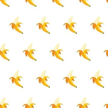 Banana flat seamless pattern on white background. Stock Illustration
