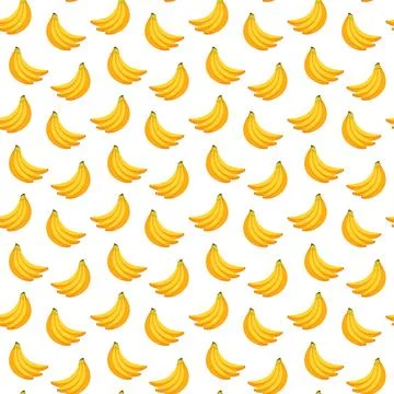 Banana flat seamless pattern on white background. Stock Illustration