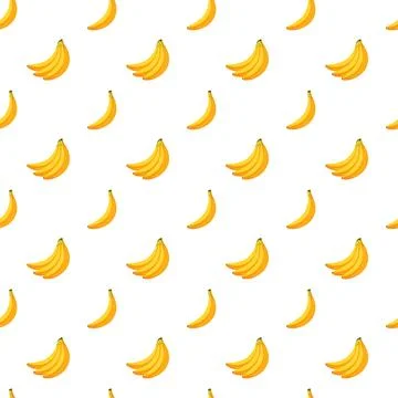 Banana flat seamless pattern on white background. Stock Illustration