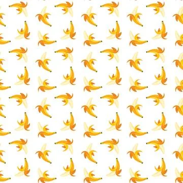 Banana flat seamless pattern on white background. Stock Illustration