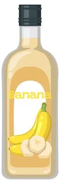 Banana Flavored Beverage Bottle Vector Illustration Stock Illustration