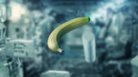Banana Floating In Zero Gravity In Space 스톡 동영상 143169198