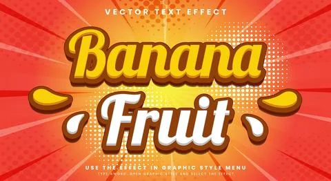 Banana Fruit 3d editable text effect template 스톡 일러스트